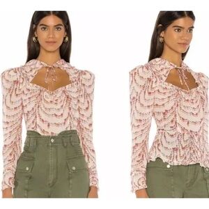 Divine Heritage x Urban Outfitters Collared Peplum XS Pink Puff Shoulder